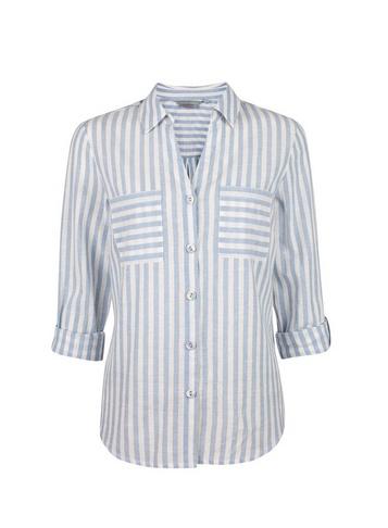 Dorothy Perkins Petite Sky Blue And Ivory Linen Shirt