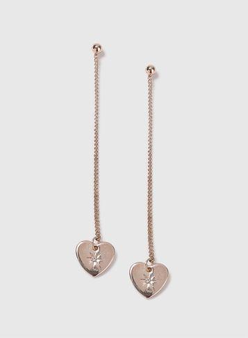 Dorothy Perkins Chain And Heart Drop Earrings