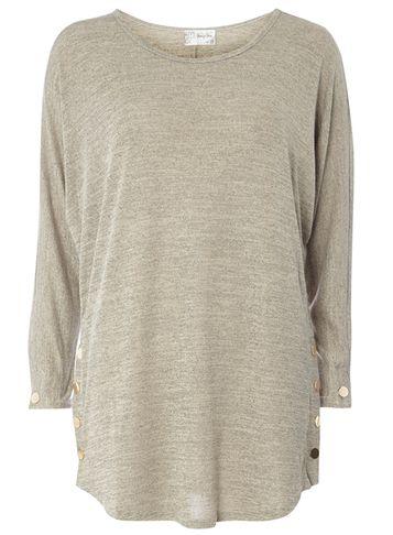 Dorothy Perkins *voulez Vouz Stone Button Batwing Top