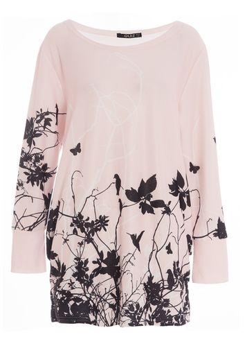 Dorothy Perkins *quiz Pale Pink And Black Bird Print Top
