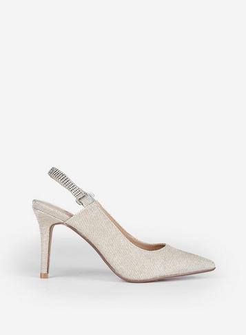 *showcase Gold Glitter Court Shoes