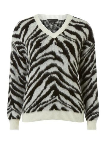 Dorothy Perkins Monochrome Zebra Print V-neck Jumper