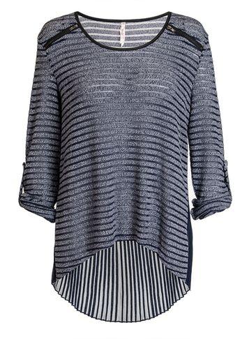 Dorothy Perkins *quiz Navy Stripe Drop Hem Top