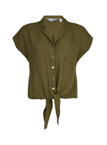 Dorothy Perkins Petite Khaki Tie Front Top