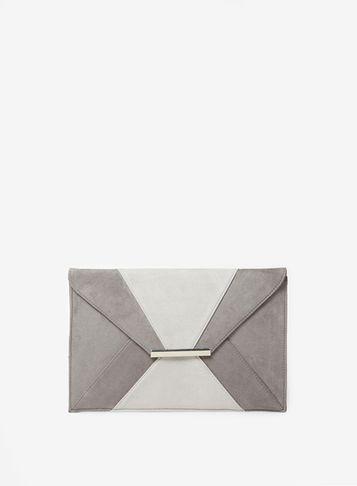Dorothy Perkins Grey Two Tone Envelope Clutch Bag