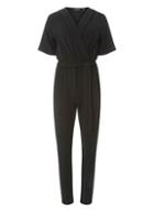 Dorothy Perkins Black Tuxedo Wrap Short Sleeve Jumpsuit