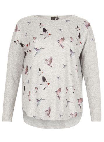 Dorothy Perkins *izabel London Grey Bird Print Top