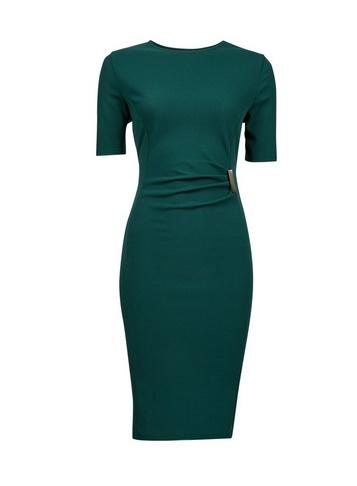 Dorothy Perkins *green Ruched Side Trim Bodycon Dress