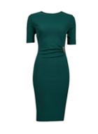 Dorothy Perkins *green Ruched Side Trim Bodycon Dress