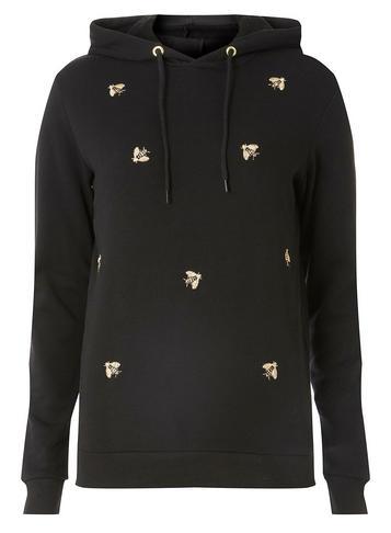 Dorothy Perkins Black Bee Embroidered Hoodie