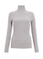 *quiz Grey Ribbed Polo Neck Knitted Top