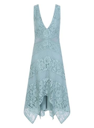 *little Mistress Blue Lace Midi Prom Dress