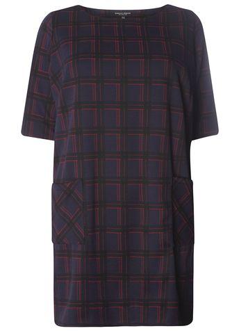 Dorothy Perkins Curve Red And Navy Checked Tunic