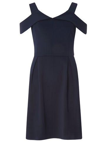 Dorothy Perkins Navy Cold Shoulder Fit And Flare Dress