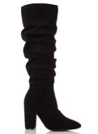 *quiz Black Suede Ruched Knee High Boots