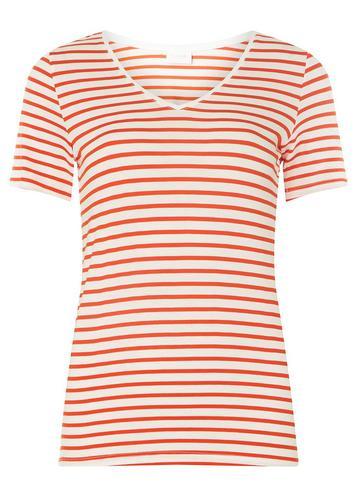 Dorothy Perkins *vila Orange And White V-neck T-shirt