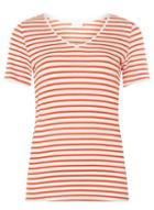 Dorothy Perkins *vila Orange And White V-neck T-shirt