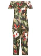 Dorothy Perkins Khaki Floral Ruffle Culotte Jumpsuit