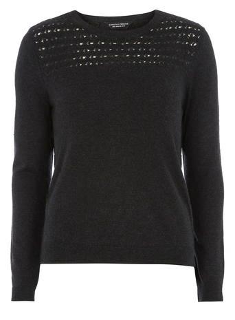 Dorothy Perkins Black And Charcoal Lace Back Jumper