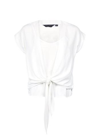 Dorothy Perkins Ivory Underlay Tie Front Tee