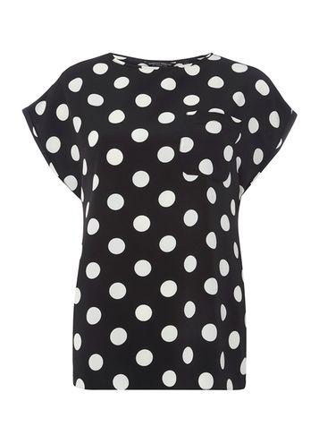 Dorothy Perkins Black And Ivory Spot T-shirt