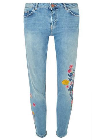 Dorothy Perkins Blue Darcy Floral Embroidered Ankle Grazer Jeans
