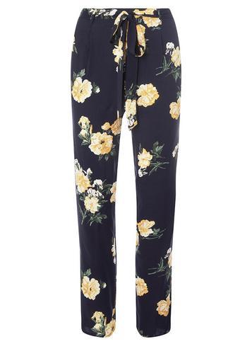 Dorothy Perkins Navy And Yellow Floral Print Joggers