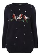 Dorothy Perkins Dp Curve Navy Sequin Robin Jumper