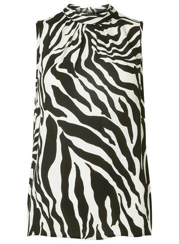 Dorothy Perkins Black And White Zebra Sleeveless Tie Back Top