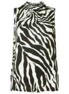 Dorothy Perkins Black And White Zebra Sleeveless Tie Back Top