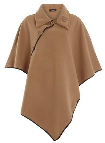 Dorothy Perkins *fever Fish Camel Asymmetric Wool Cape