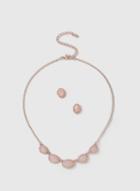 Dorothy Perkins Pink Stone Necklace And Earring Jewellery Set