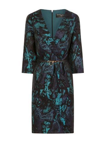 Dorothy Perkins *paper Dolls Teal Jacquard Wrap Dress
