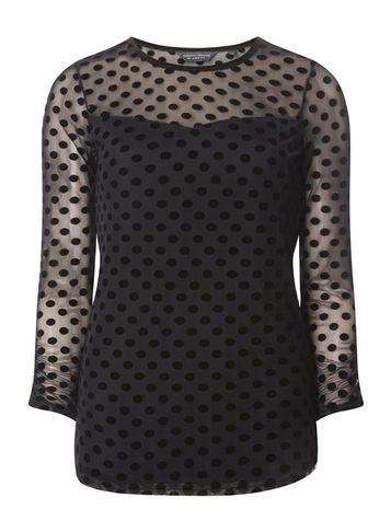 Dorothy Perkins *tall Black Spotted Mesh Top