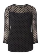 Dorothy Perkins *tall Black Spotted Mesh Top