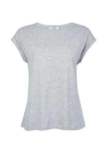Dorothy Perkins Petite Grey Roll Sleeve Cotton T-shirt