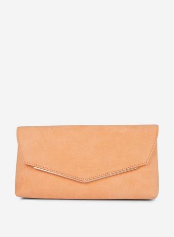 Dorothy Perkins Apricot Metal Bar Clutch Bag