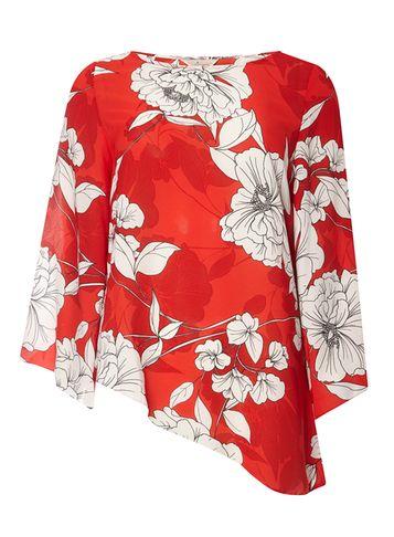 Dorothy Perkins *billie & Blossom Red Asymmetric Floral Top