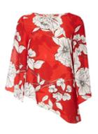 Dorothy Perkins *billie & Blossom Red Asymmetric Floral Top