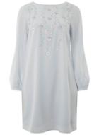 Dorothy Perkins Blue Long Sleeve Embroidered Shift Dress