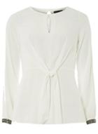 Dorothy Perkins Ivory Tie Front Long Sleeve Top