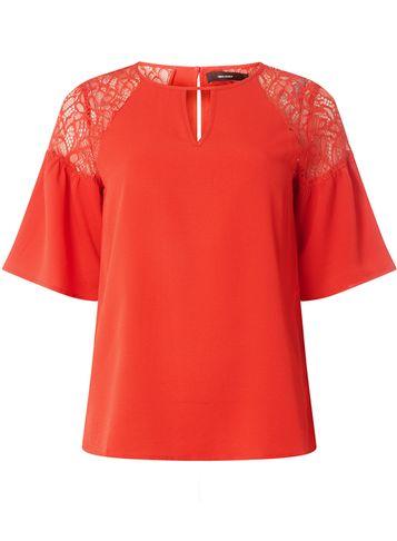 Dorothy Perkins *vero Moda Red Lace Shoulder Blouse