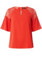 Dorothy Perkins *vero Moda Red Lace Shoulder Blouse
