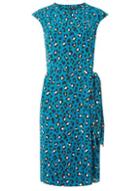 Dorothy Perkins Teal Blue Leopard Wrap Skirt Pencil Dress