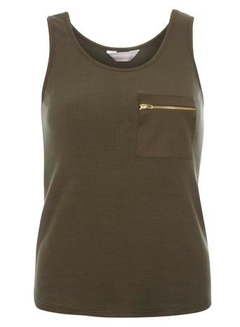 Dorothy Perkins Petite Khaki Pocket Rib Vest