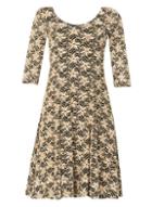*izabel London Beige Floral Print Skater Dress