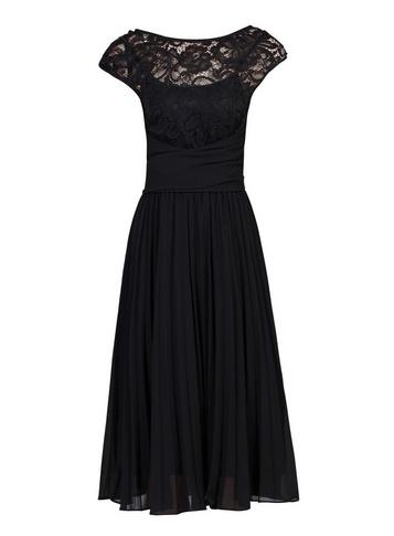 *jolie Moi Black Lace Pleated Skater Dress