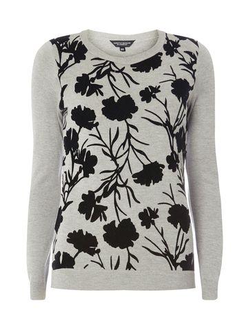 Dorothy Perkins Grey Velvet Patterned Jumper