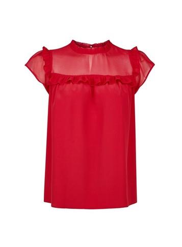 *billie & Blossom Petite Red Chiffon Ruffle Shell Top