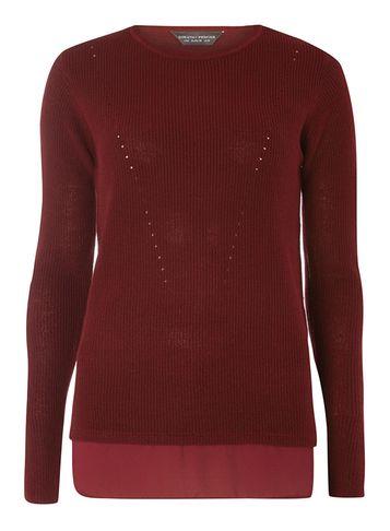 Dorothy Perkins *tall Berry Chiffon Hem Jumper